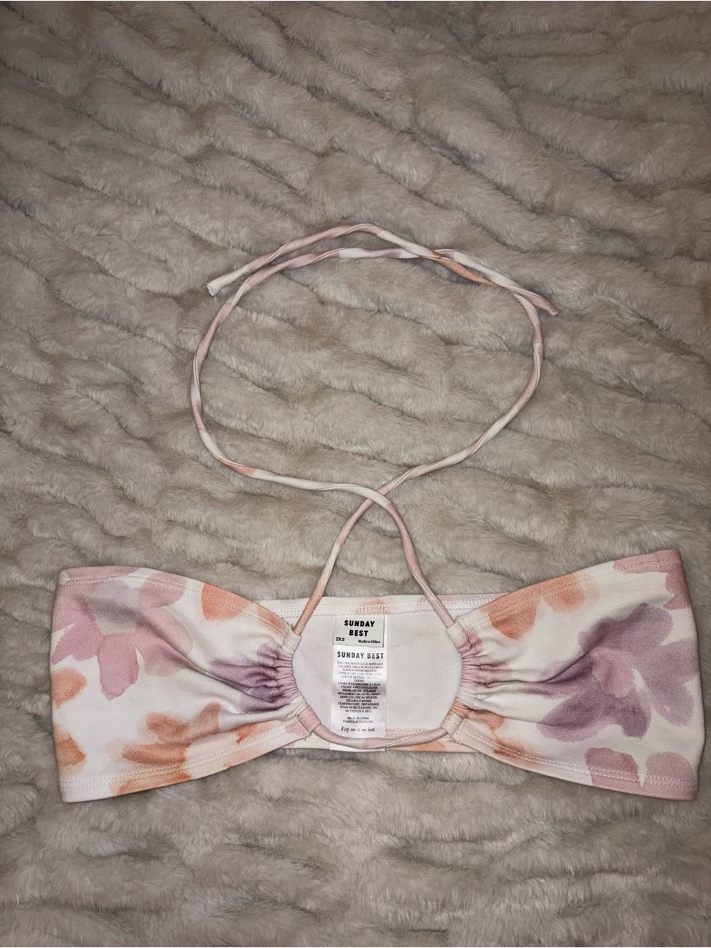 Aritzia Floral Strapless Bandeau Crop Top in Pink, Peach, Mauve